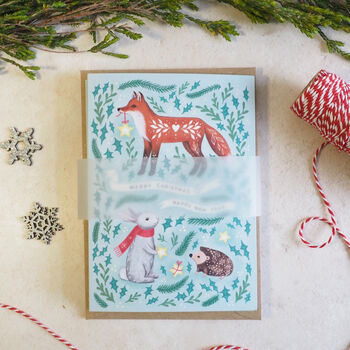 Forest Animals Christmas Pack Of Four Cards, 6 of 6