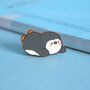 Sliding Penguin Enamel Pin | Cute Pin Badges, thumbnail 1 of 5