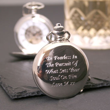 Engraved Pocket Watch With Roman Numerals, 4 of 6