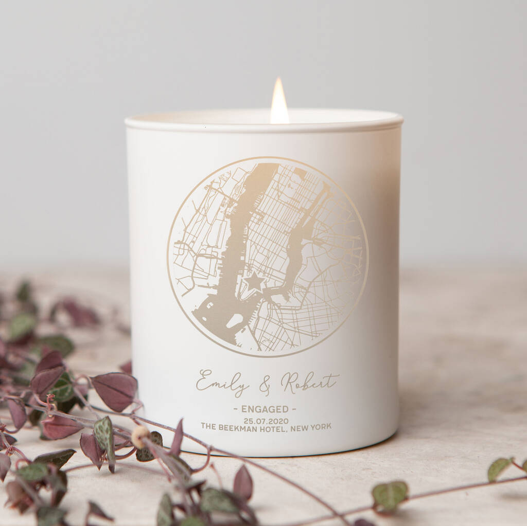 Wedding Or Engagement Personalised Map Candle, 1 of 4