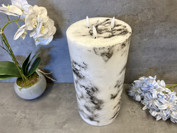 30cm Xl Marbled Grey LED Pillar Candle – Real Wax, 12 of 12