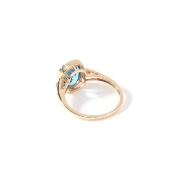 Yellow Gold Cushion Cut Blue Topaz And Diamond Ring, 4 of 5