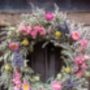 Pink And Blue Dried Flower Wreath, thumbnail 1 of 1