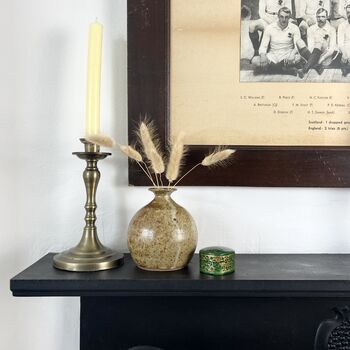 Olive Green / Brown Vintage Stoneware Bud Vase, 6 of 6