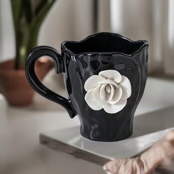Premium Black And White Flower Mug, 4 of 8