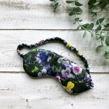 Pansy Floral Silk Eye Mask And Scrunchie Gift Set, 3 of 4