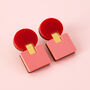 Geometric Statement Retro Acrylic Earrings In Red Pink, thumbnail 1 of 5