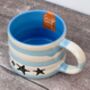 Blue And White Striped Starfish Mug, thumbnail 2 of 3
