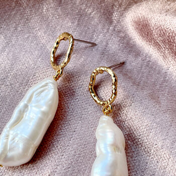 Organic Pearl And Molten Earrings, 4 of 7