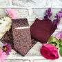 Brown And Pink Ditsy Floral Wedding Tie Set, thumbnail 4 of 6