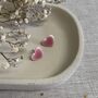 Small Heart Earrings Ceramic Stud Earrings Bright Pink Clay Earrings, thumbnail 6 of 6