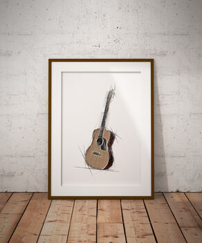 Acoustic Guitar Sketch Style Print, 2 of 4