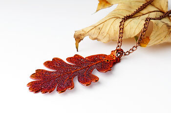 Lacey Oak Real Leaf Medium Sized Necklace, 7 of 12