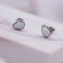 Sterling Silver Opal Droplet Stud Earrings, thumbnail 2 of 12