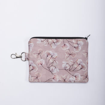 Skeletal Leaves Blush Silk Zipped Pouch Bag, 4 of 4