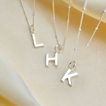 Sterling Silver Modern Initial Charm Necklace, 3 of 6