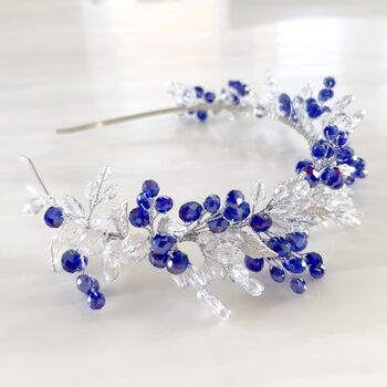 Blue Crystal And Silver Leaf Headpiece, 2 of 8