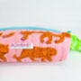 Handmade Quilted Pencil Case | Pink Tiger, thumbnail 2 of 3