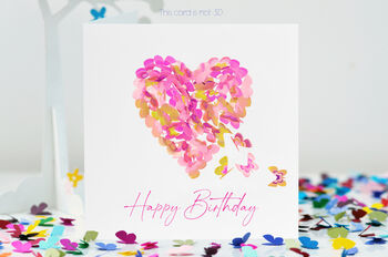 Xxxx Spring And Summer Birthday Butterfly Heart Card. Red, Pink And Yellows, 4 of 12