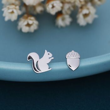 Mismatched Squirrel And Acorn Stud Earrings, 4 of 12