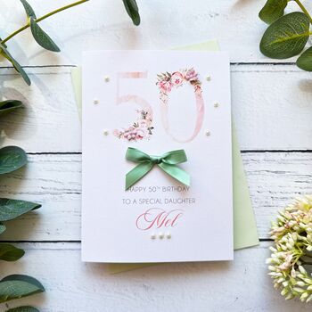 Personalised 50th Birthday Card In Pink, 7 of 11