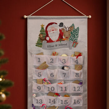 Personalised Santa Advent Calendar In Silver Grey, 4 of 5