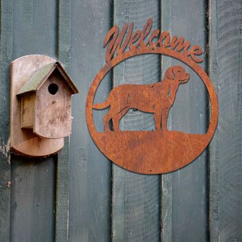 Rusty Labrador Garden Decor Rusted Welcome Sign, 10 of 11