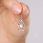 Sterling Silver Delicate Moonstone Droplet Drop Hook Earrings, thumbnail 6 of 10