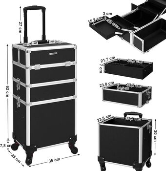 Three In One Makeup Case Beauty Trolley, 2 of 8