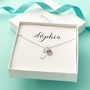 Personalised Initial And Birthstone Necklace, 4 of 6