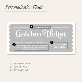 Personalised Foiled Golden Ticket Gift Voucher, 3 of 3