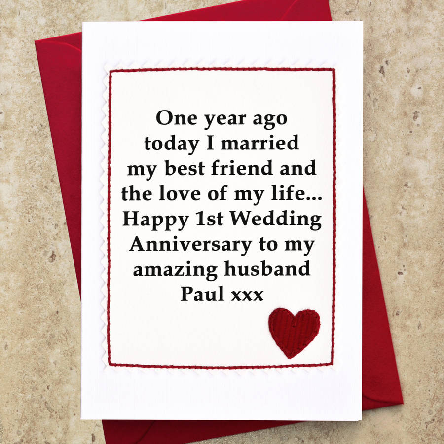 1st wedding anniversary card husband