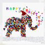 Five Christmas Elephant Santa's Hat Butterflies Card, thumbnail 1 of 12