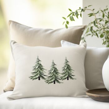 Fir Tree Cushion – Cream Linen Or White Velvet Two Sizes, 2 of 6