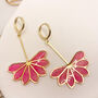 Pink Floral Statement Drop Earrings For Her, thumbnail 1 of 9