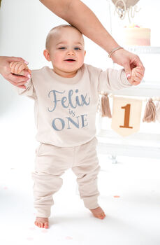 Embroidered Personalised Name 'Is One' First Birthday Sweatshirt Jumper, 2 of 6