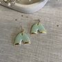 Ceramic Earrings Mint Arch Gold Lustre, thumbnail 2 of 4
