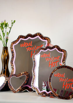 Wow, You Look Hot Leopard And Lippy Disc Mirror, 3 of 8