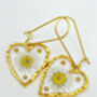 Heart Earrings With Daisies And Gold Beads, thumbnail 7 of 12