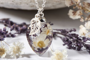 Preserved Purple Flower Sterling Silver Necklace, 2 of 3