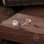 Moonstone Cz Halo Stud Earrings In Sterling Silver, thumbnail 4 of 8