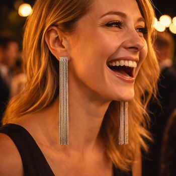 Long Gold Plated Statement Multi Strand Earrings, 4 of 6