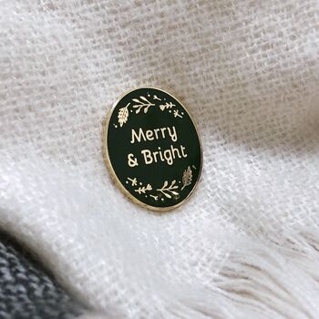 Merry And Bright Traditional Enamel Pin Badge, 10 of 11