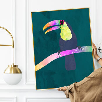 Custom Toucan Bird Rainbow Personalised Art Print, 4 of 7