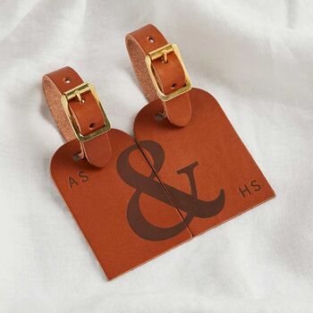 Personalised Couples Leather Luggage Tag Set, 3 of 8