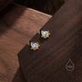 Sterling Silver Droplet Moonstone Crown Stud Earrings, thumbnail 4 of 11