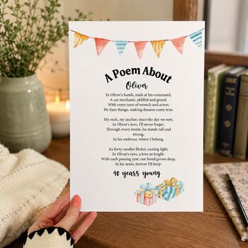 Personalised 40th Birthday Gift Print Special Poem, 2 of 9