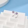 Sterling Silver Amethyst Purple Flower Huggie Hoop Earrings, thumbnail 1 of 12