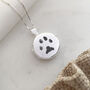 Sterling Silver Paw Print Circle Locket Necklace, thumbnail 1 of 7