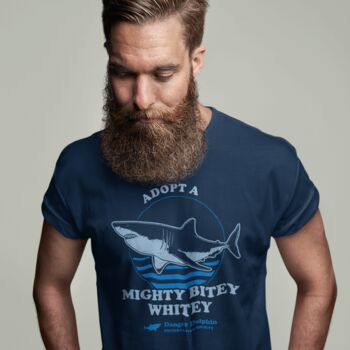 Funny Shark T Shirt, Adopt A Mighty Bitey Whitey, 5 of 7